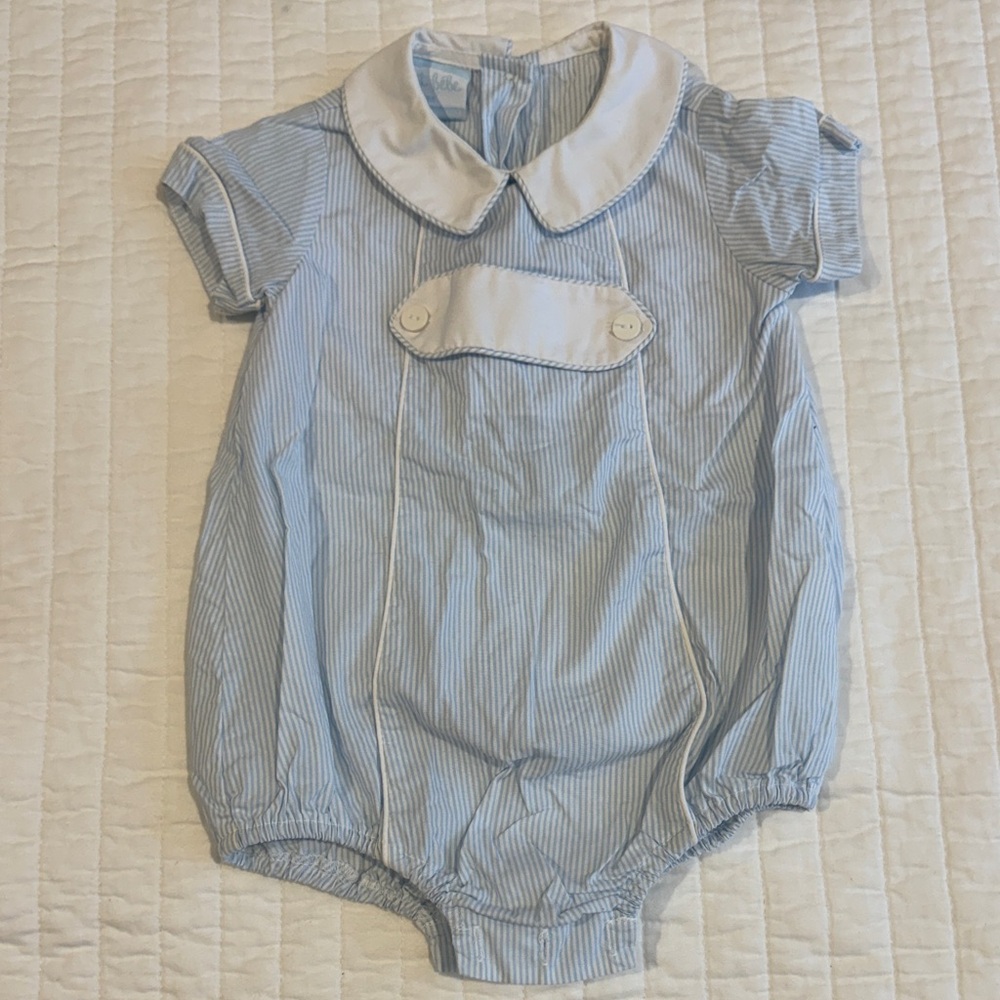 Classic Blue and White Striped Baby Bodysuit